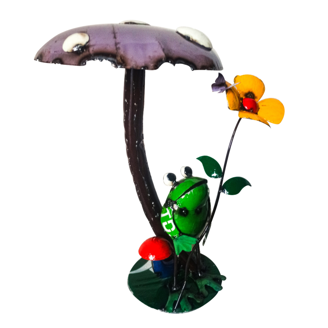 Frog Leaning on Mushroom